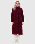 FUR-FREE LAMB (FAUX FUR) COAT - BURGUNDY