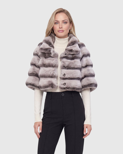 FUR-FREE CHINCHILLA (FAUX FUR) BOLERO - GRAY CHINCH