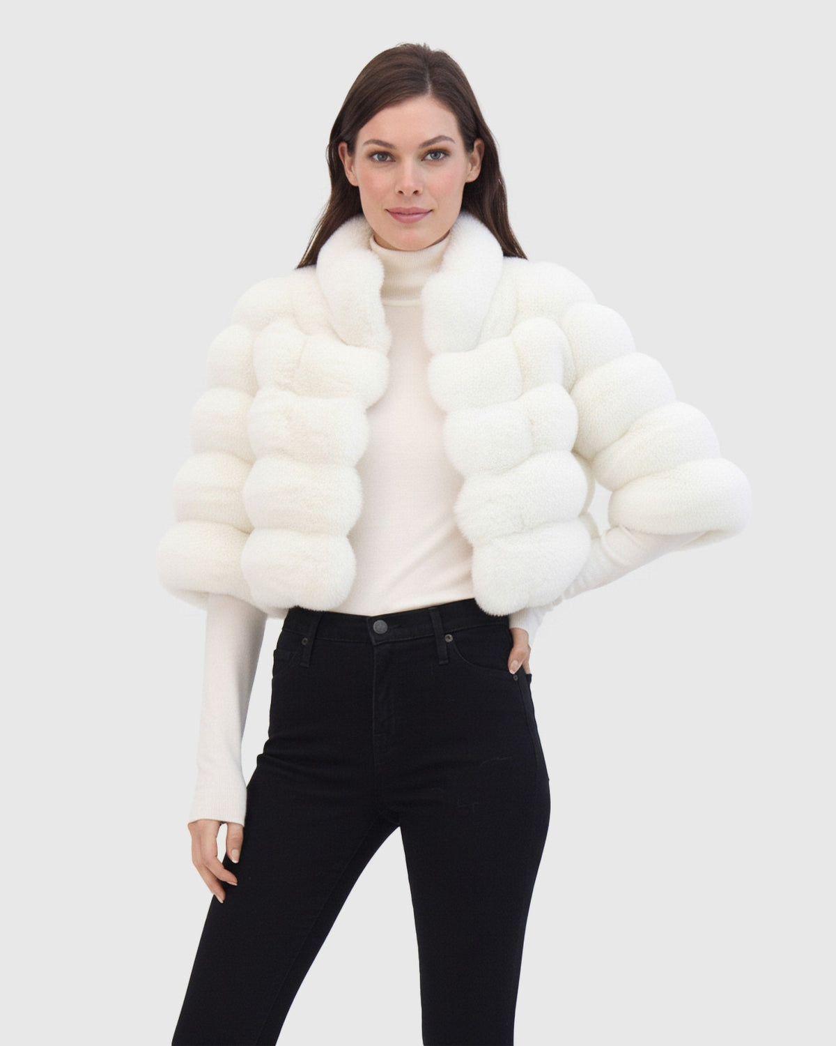 FUR-FREE CHINCHILLA (FAUX FUR) BOLERO - WHITE CHINCH