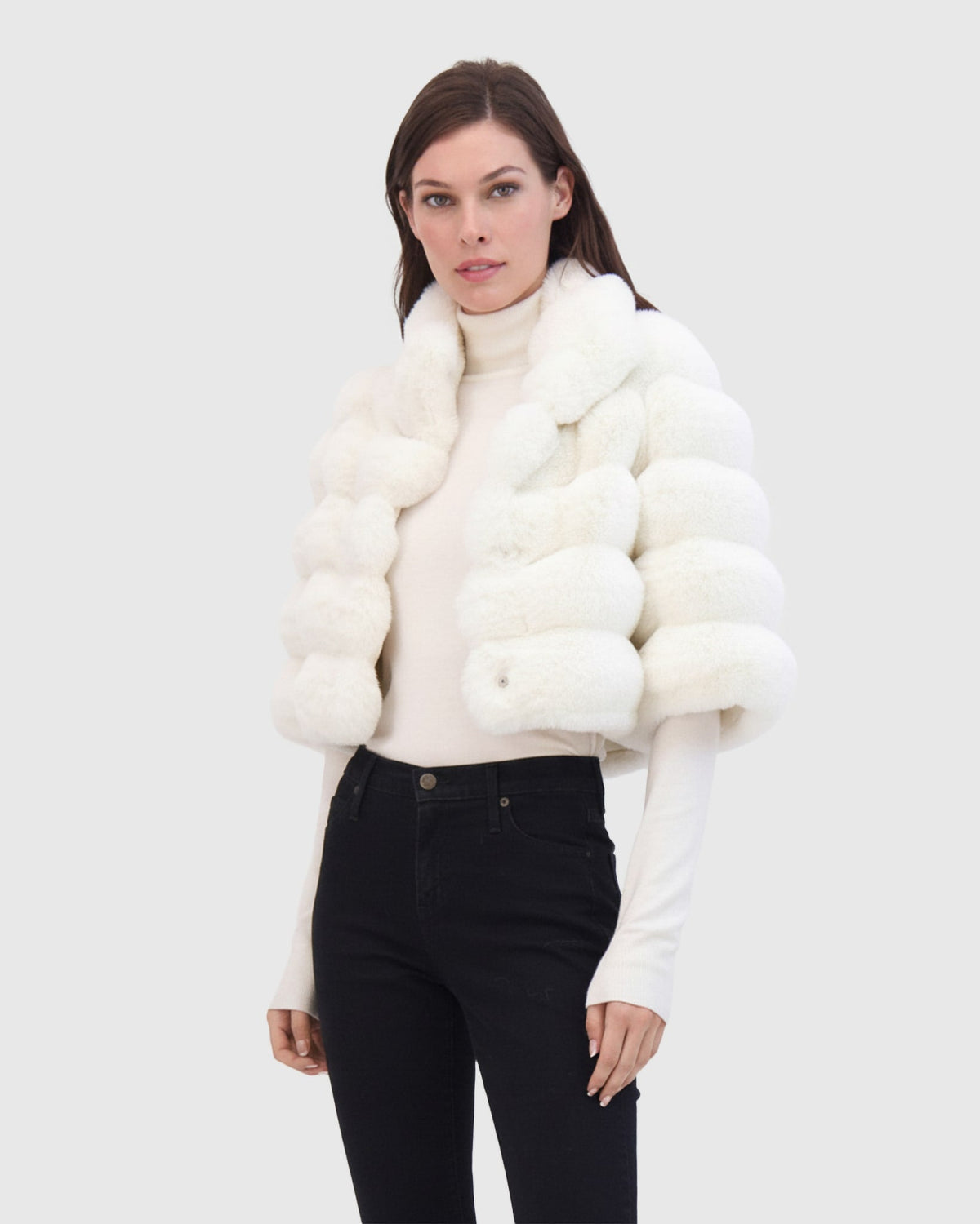 FUR-FREE CHINCHILLA (FAUX FUR) BOLERO - WHITE CHINCH