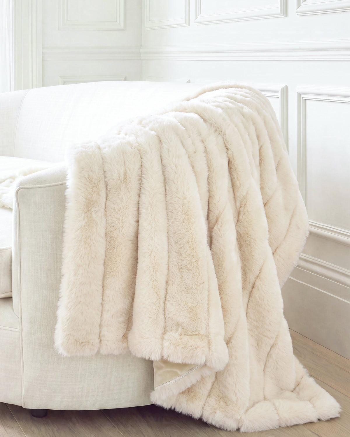 FUR-FREE REX RABBIT (FAUX FUR) THROW - IVORY