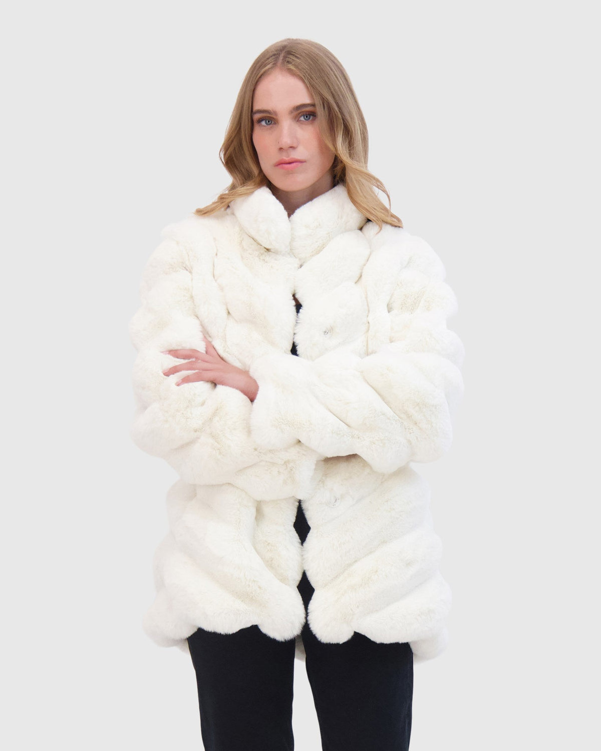 FUR-FREE CHINCHILLA (FAUX FUR) JACKET - WHITE CHINCH