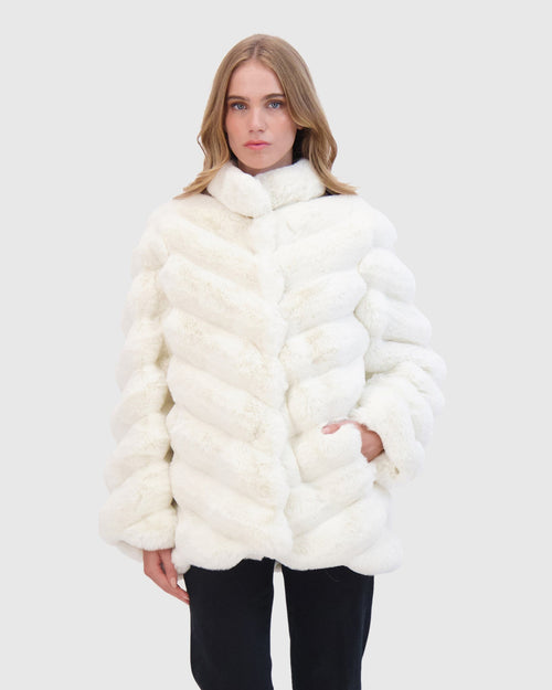 FUR-FREE CHINCHILLA (FAUX FUR) JACKET - WHITE CHINCH