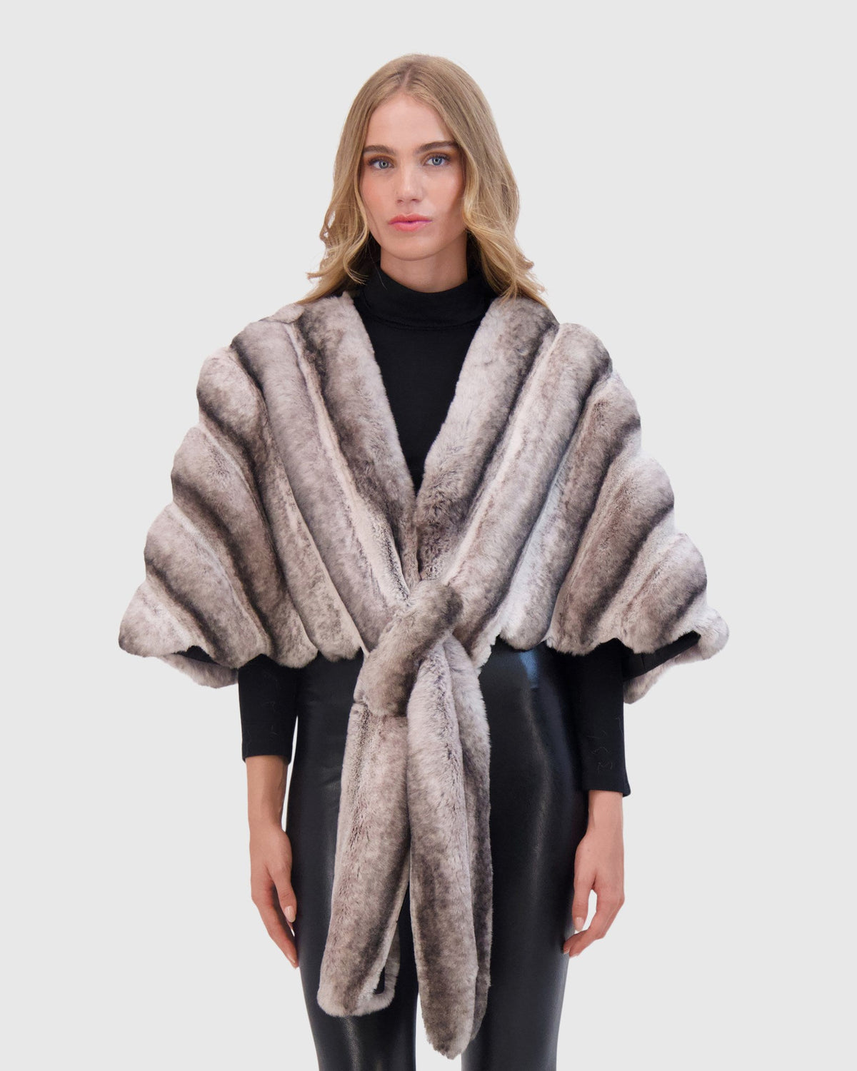 FUR-FREE CHINCHILLA (FAUX FUR) STOLE - GRAY CHINCH
