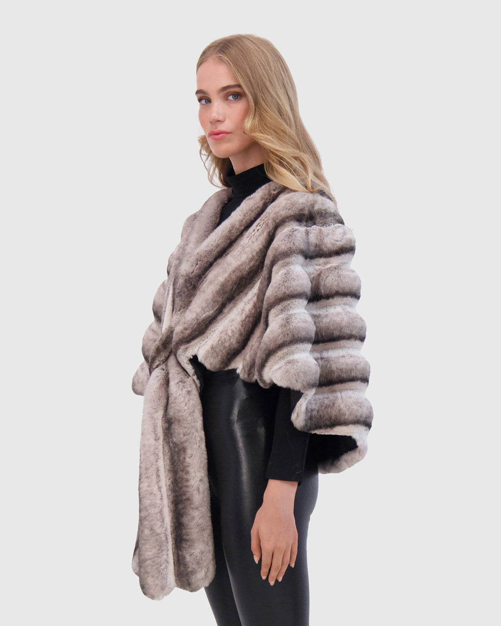 FUR-FREE CHINCHILLA (FAUX FUR) STOLE - GRAY CHINCH