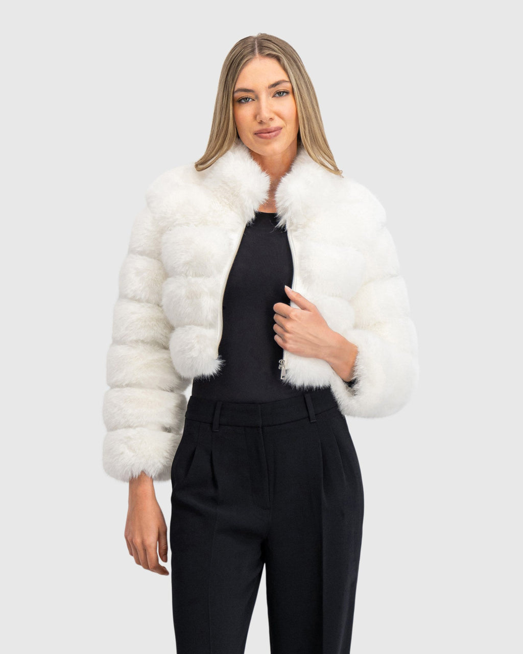 FUR-FREE FOX (FAUX FUR) BOLERO - WHITE