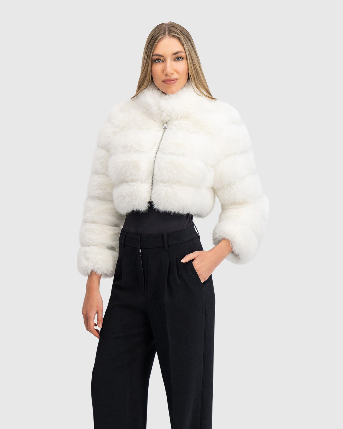 FUR-FREE FOX (FAUX FUR) BOLERO - WHITE