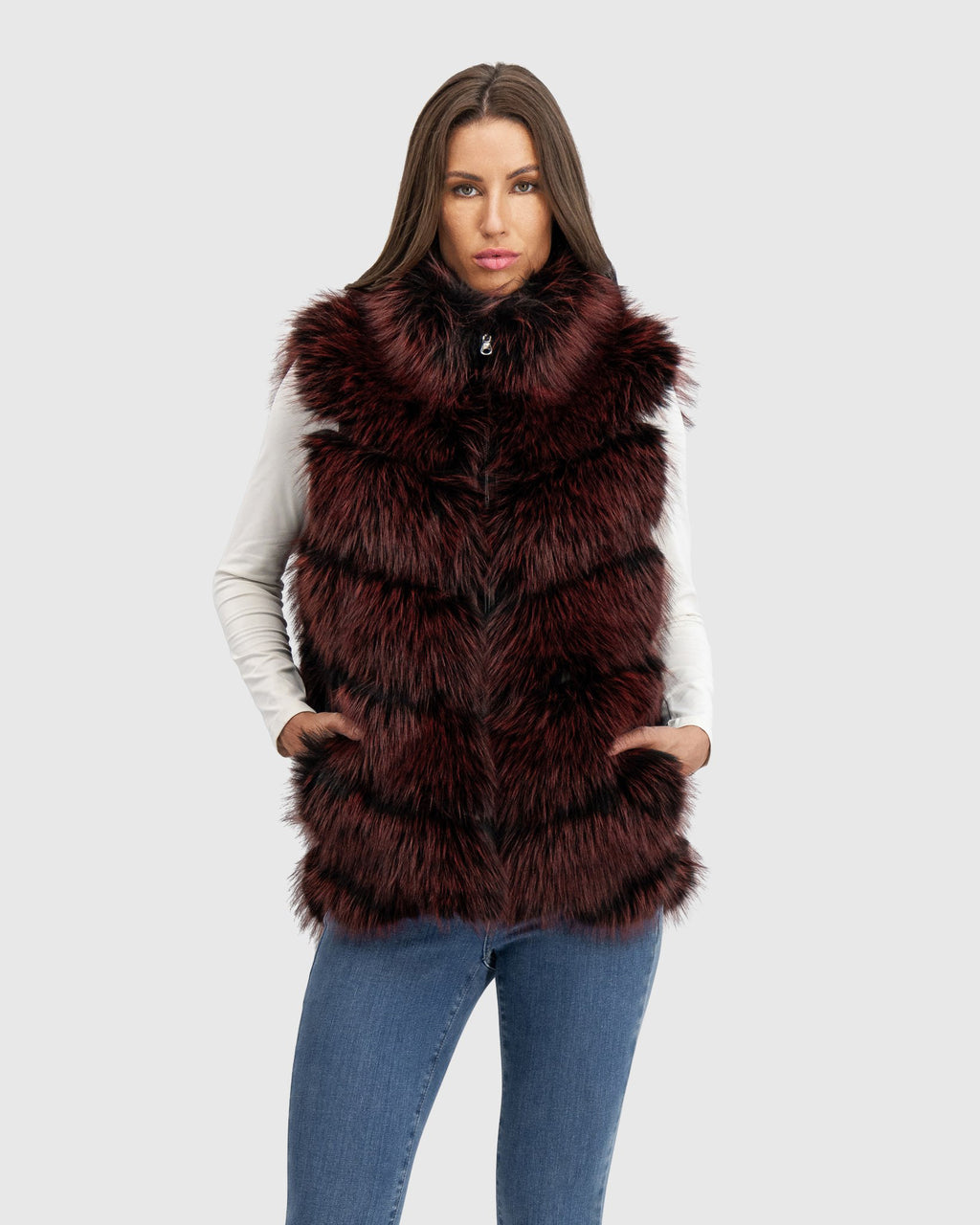 fur free fox faux fur reversible vest