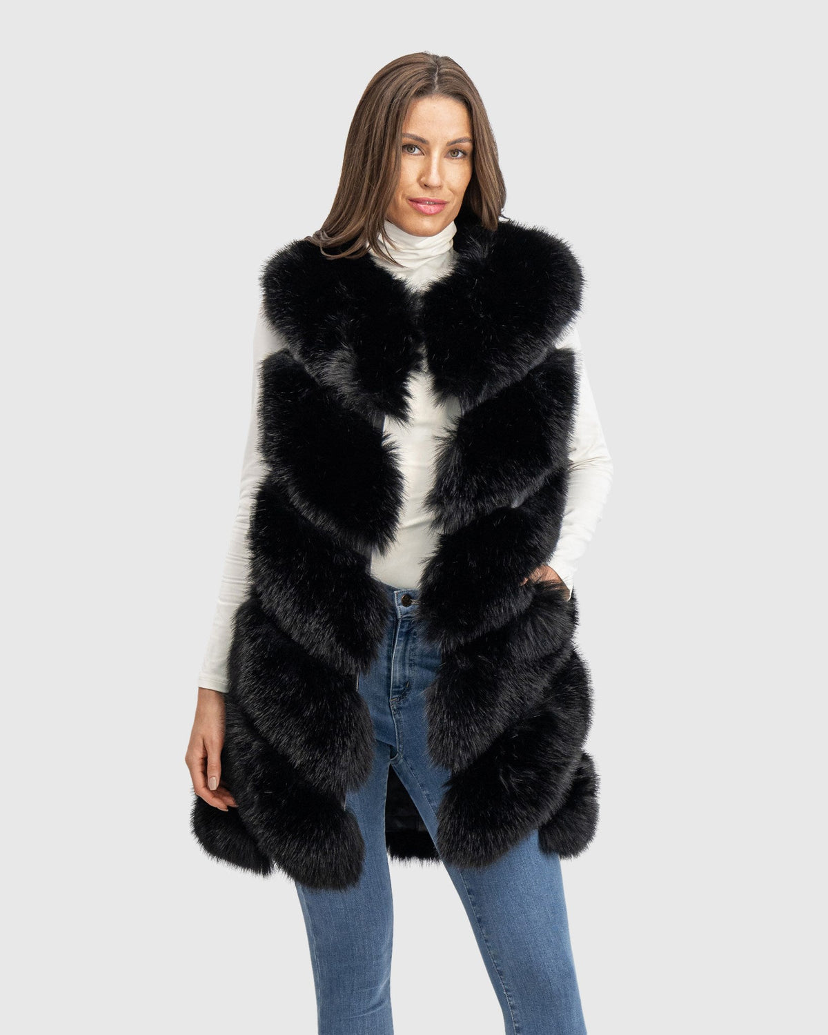 FUR-FREE FOX (FAUX FUR) VEST - BLACK