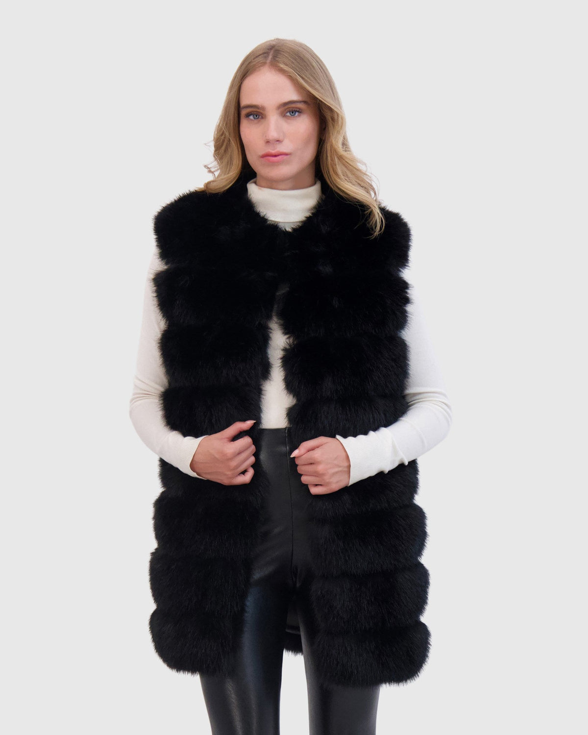 FUR-FREE FOX (FAUX FUR) VEST - BLACK