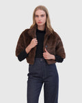 FUR-FREE MINK (FAUX FUR) BOLERO - BROWN