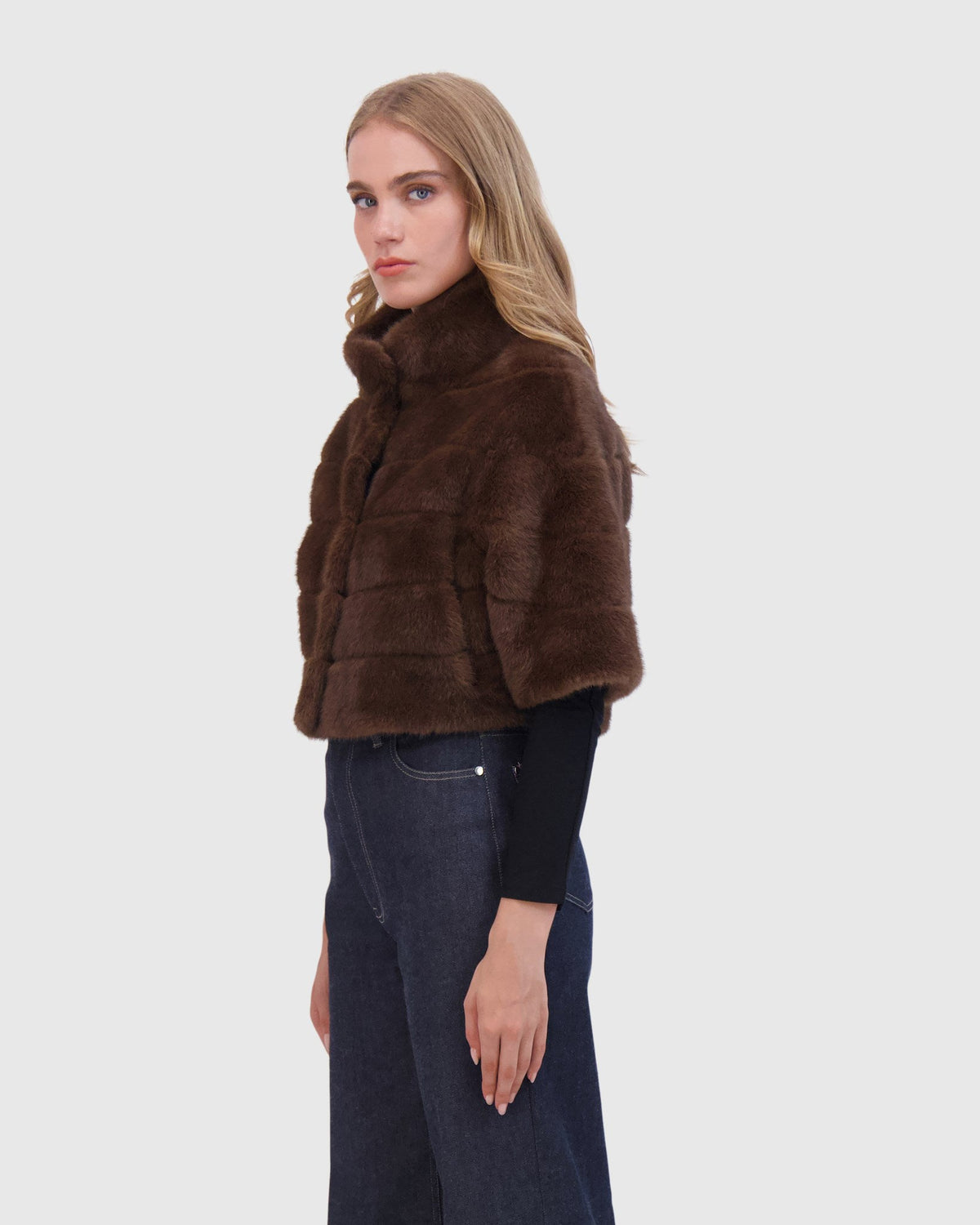 FUR-FREE MINK (FAUX FUR) BOLERO - BROWN
