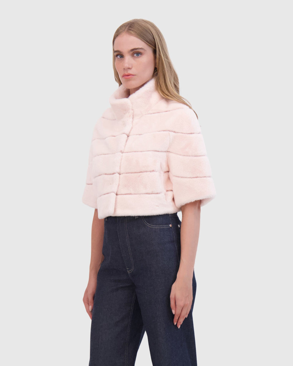 FUR-FREE MINK (FAUX FUR) BOLERO - PINK