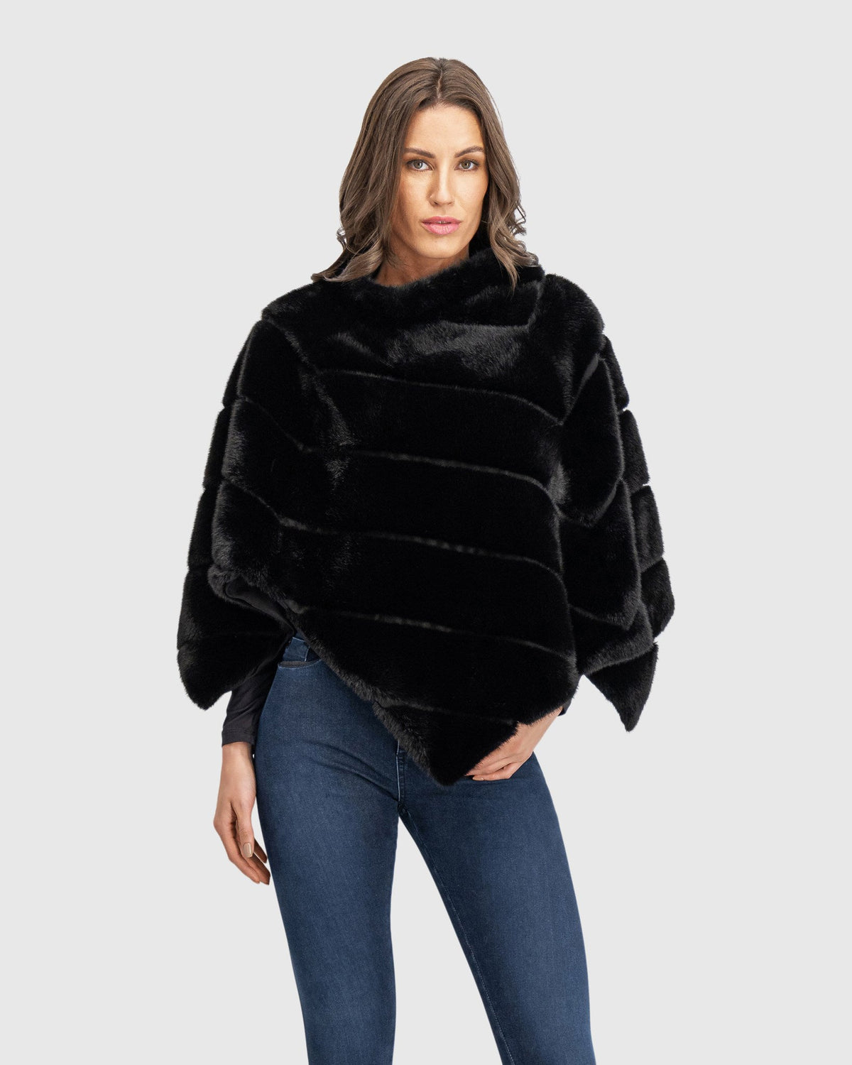 FUR-FREE MINK (FAUX FUR) CAPE - BLACK