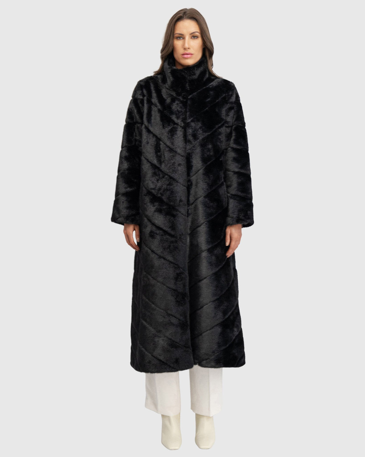 FUR-FREE MINK (FAUX FUR) COAT - BLACK