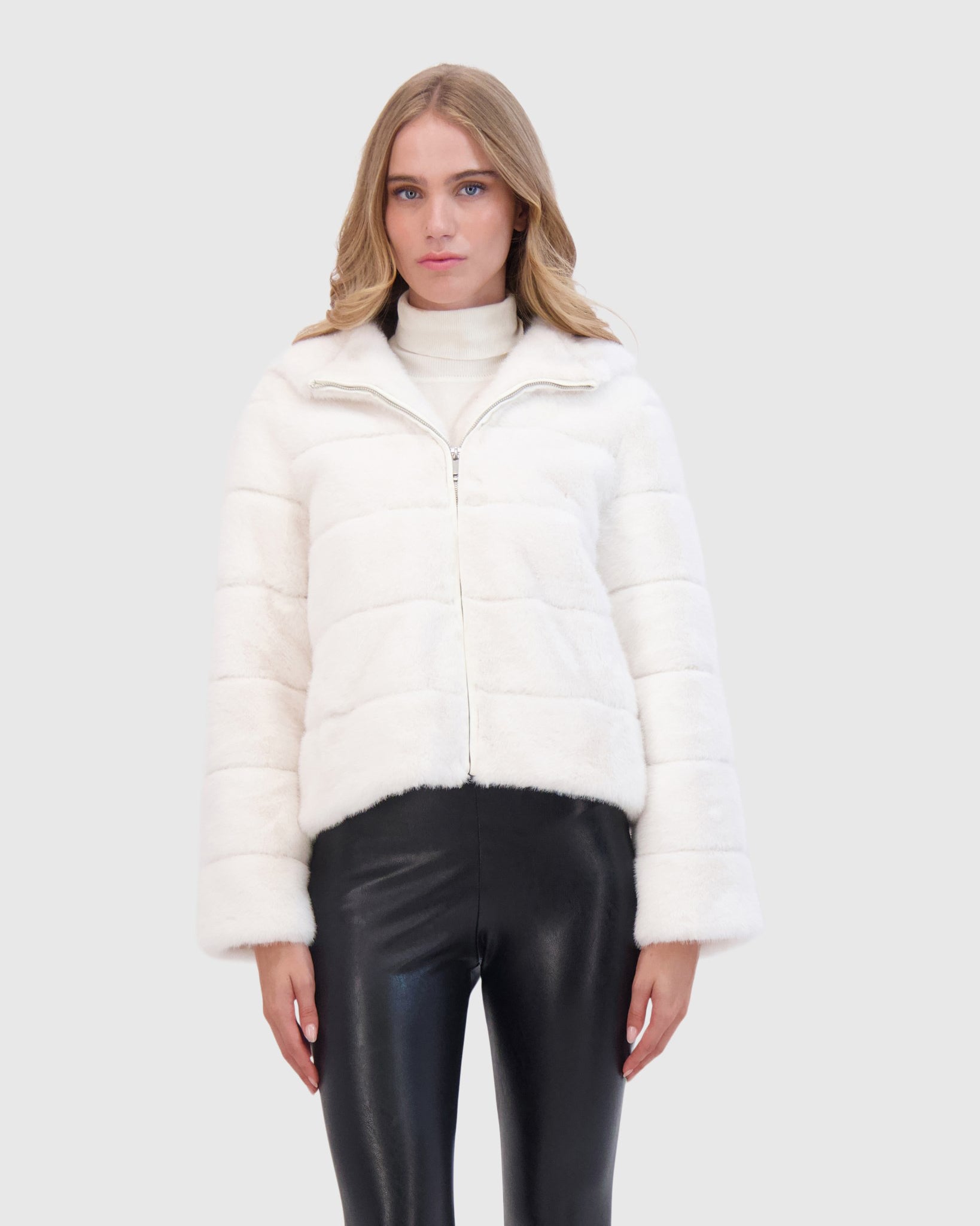 FUR-FREE MINK (FAUX FUR) HOODED JACKET