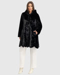 FUR-FREE MINK (FAUX FUR) REVERSIBLE PARKA - BLACK/BLACK