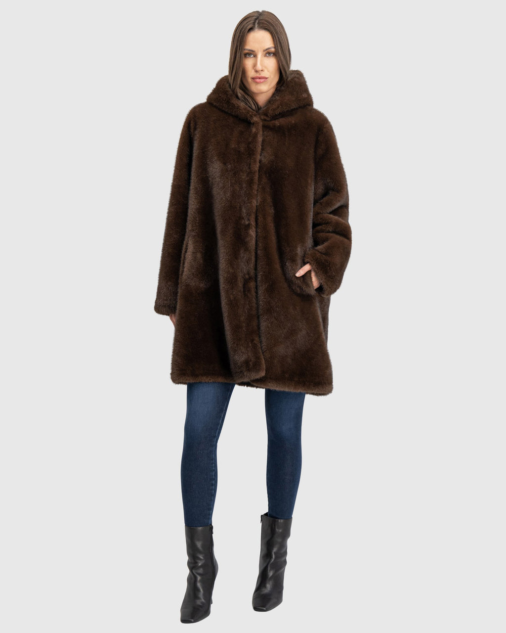 FUR-FREE MINK (FAUX FUR) REVERSIBLE PARKA