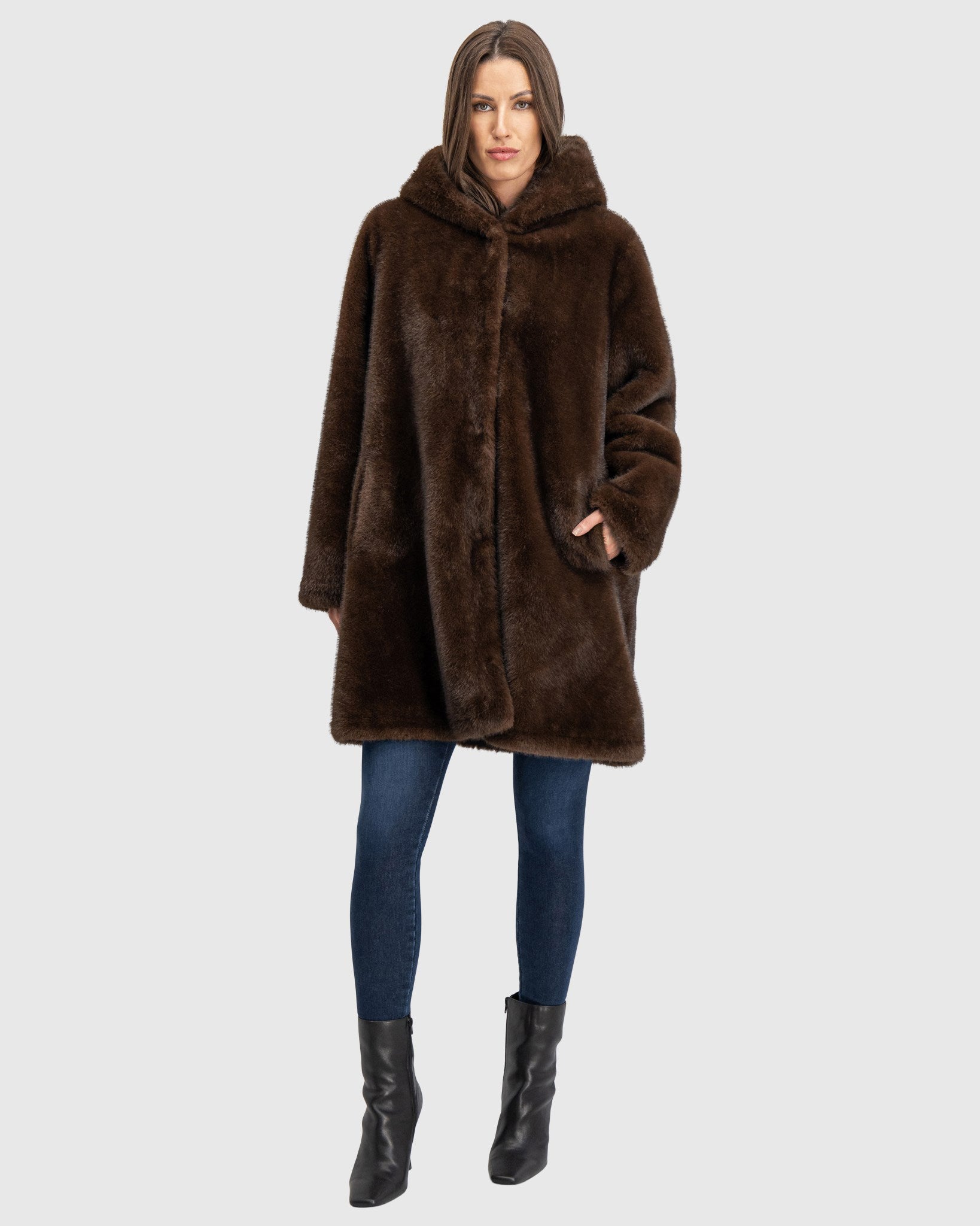 FUR-FREE MINK (FAUX FUR) REVERSIBLE PARKA