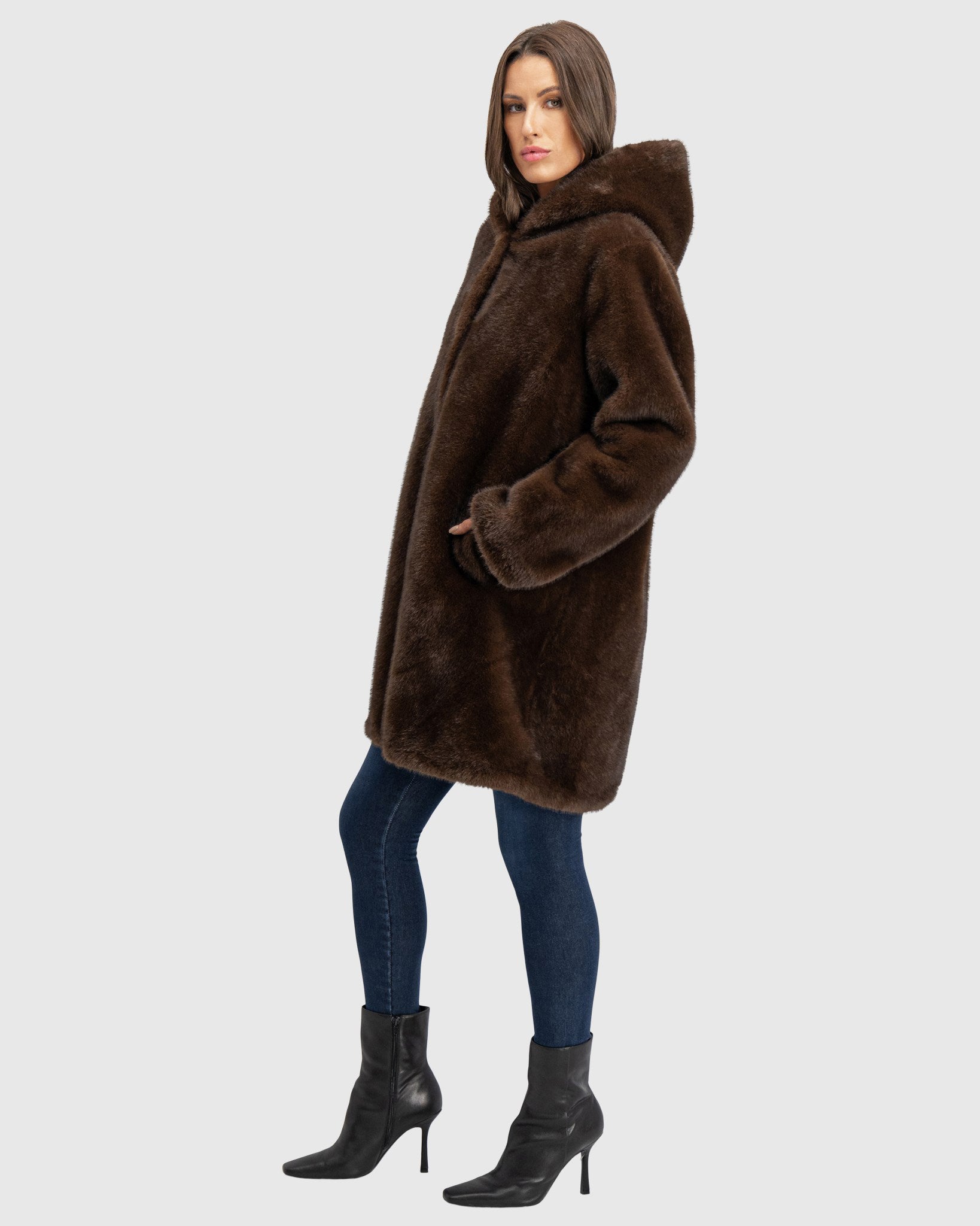 FUR-FREE MINK (FAUX FUR) REVERSIBLE PARKA