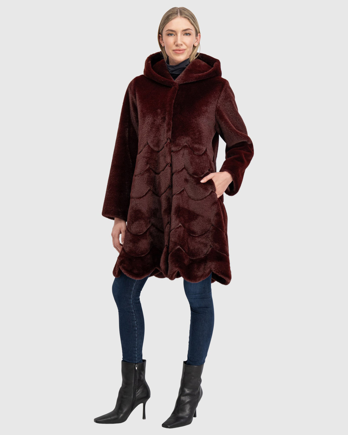 FUR-FREE MINK (FAUX FUR) REVERSIBLE PARKA, REVERSIBLE