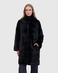 FUR-FREE MINK (FAUX FUR) REVERSIBLE SHORT COAT - BLACK/BLACK
