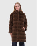 FUR-FREE MINK (FAUX FUR) REVERSIBLE SHORT COAT - BROWN/BLACK