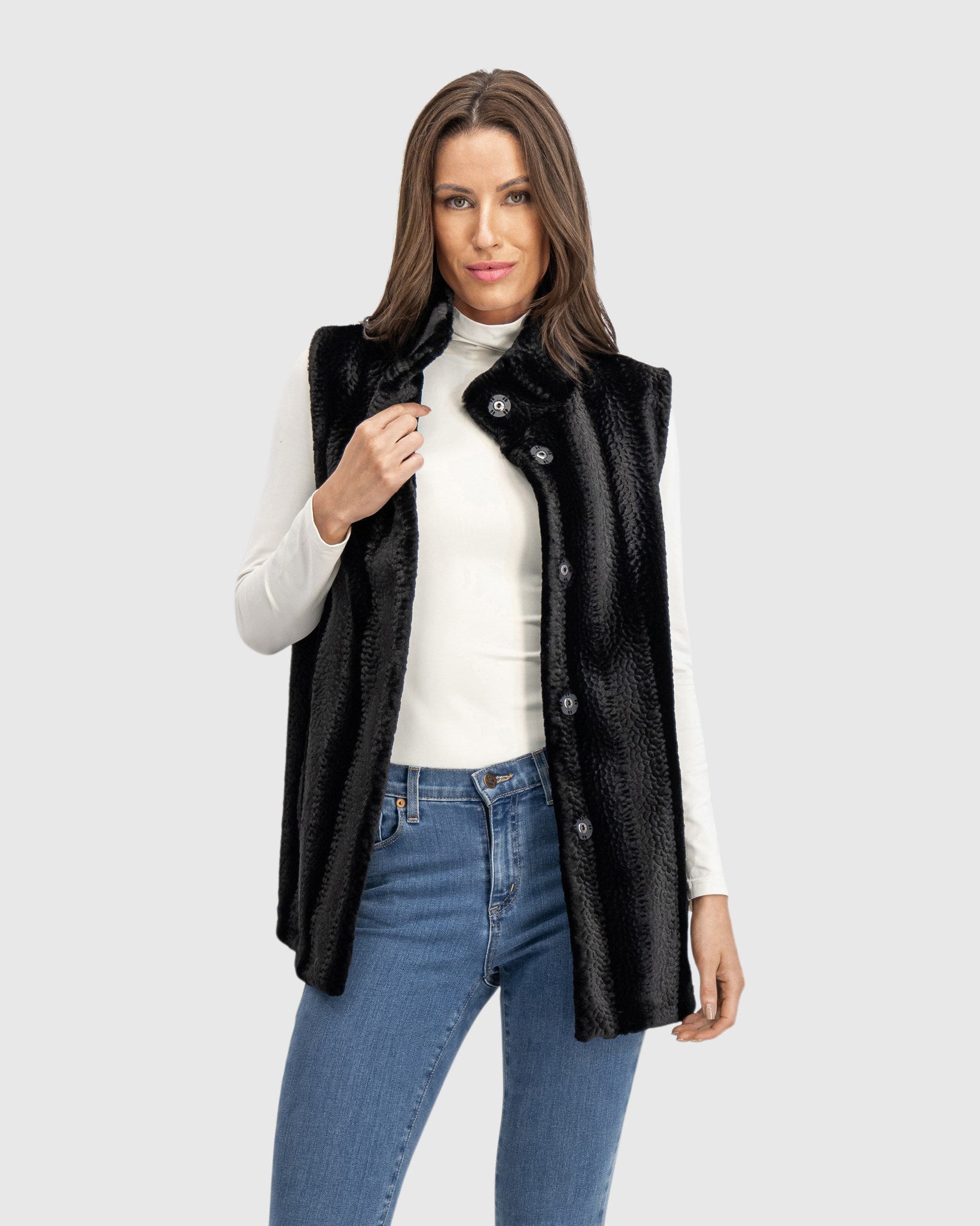 FUR-FREE MINK (FAUX FUR) REVERSIBLE VEST