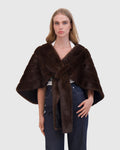 FUR-FREE MINK (FAUX FUR) STOLE - BROWN