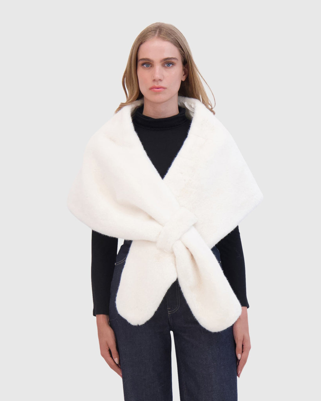 FUR-FREE MINK (FAUX FUR) STOLE - WHITE