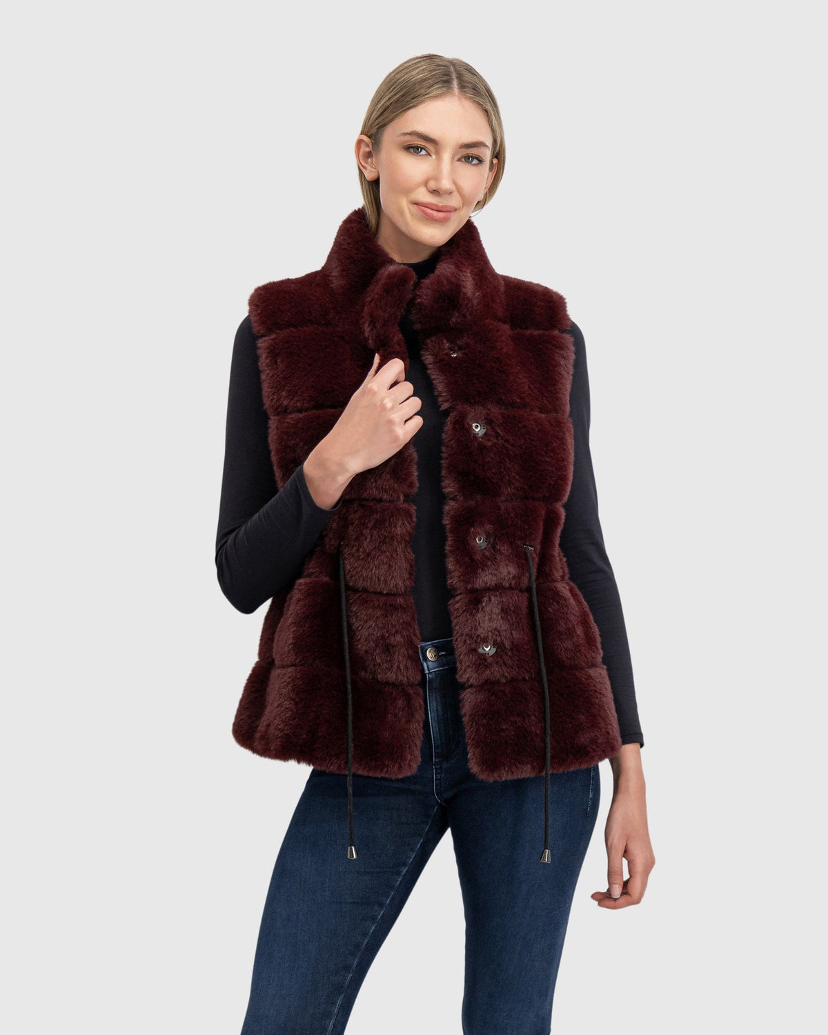 FUR-FREE REX RABBIT (FAUX FUR) VEST - WINE