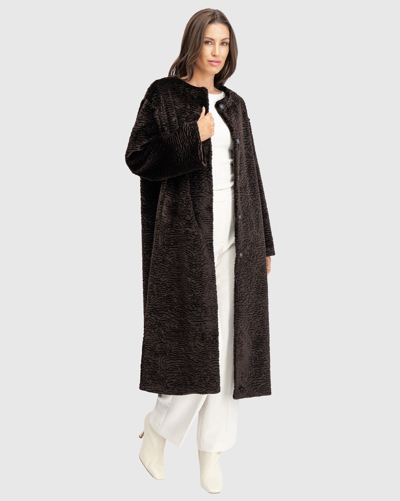 FUR-FREE SHEARLING LAMB (FAUX FUR) COAT