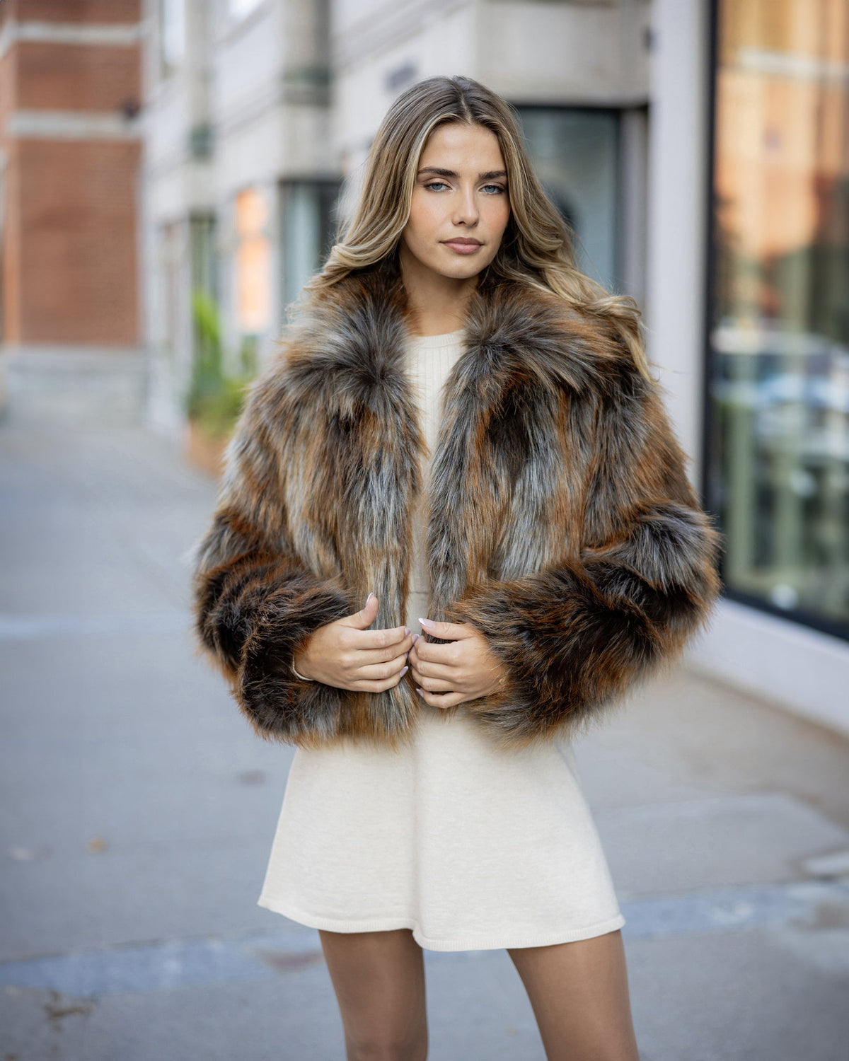 FUR-FREE RED FOX (FAUX FUR) JACKET - MULTI