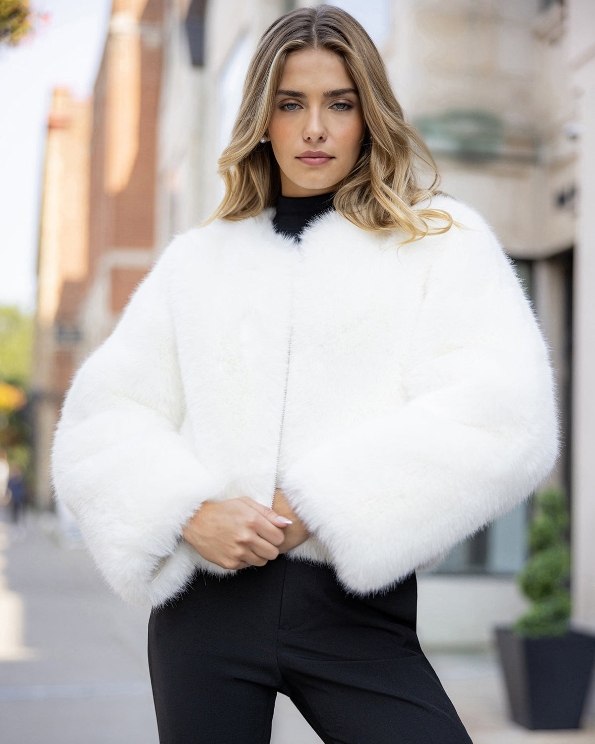 FUR-FREE FOX (FAUX FUR) BOLERO - WHITE