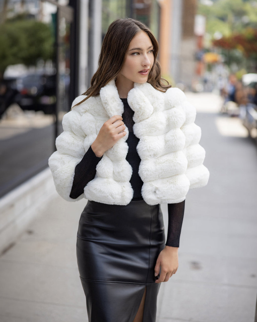FUR-FREE CHINCHILLA (FAUX FUR) BOLERO - WHITE CHINCH