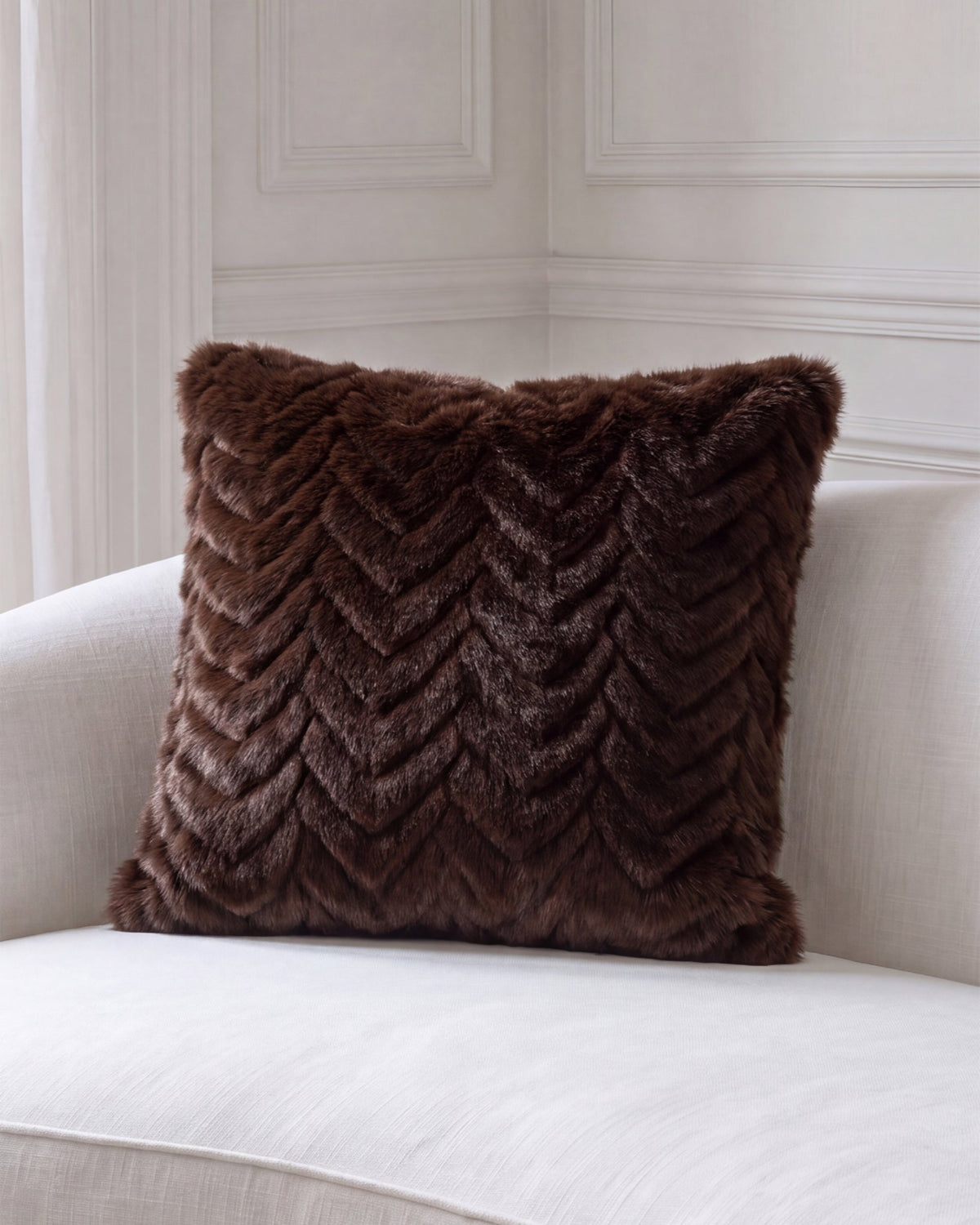 FUR-FREE MINK (FAUX FUR) PILLOW - BROWN