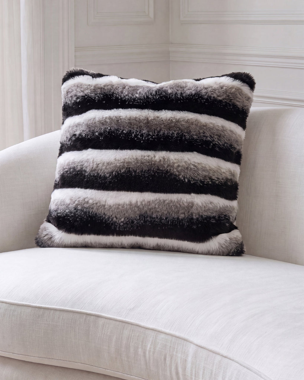 FUR-FREE CHINCHILLA (FAUX FUR) PILLOW - GRAY CHINCH