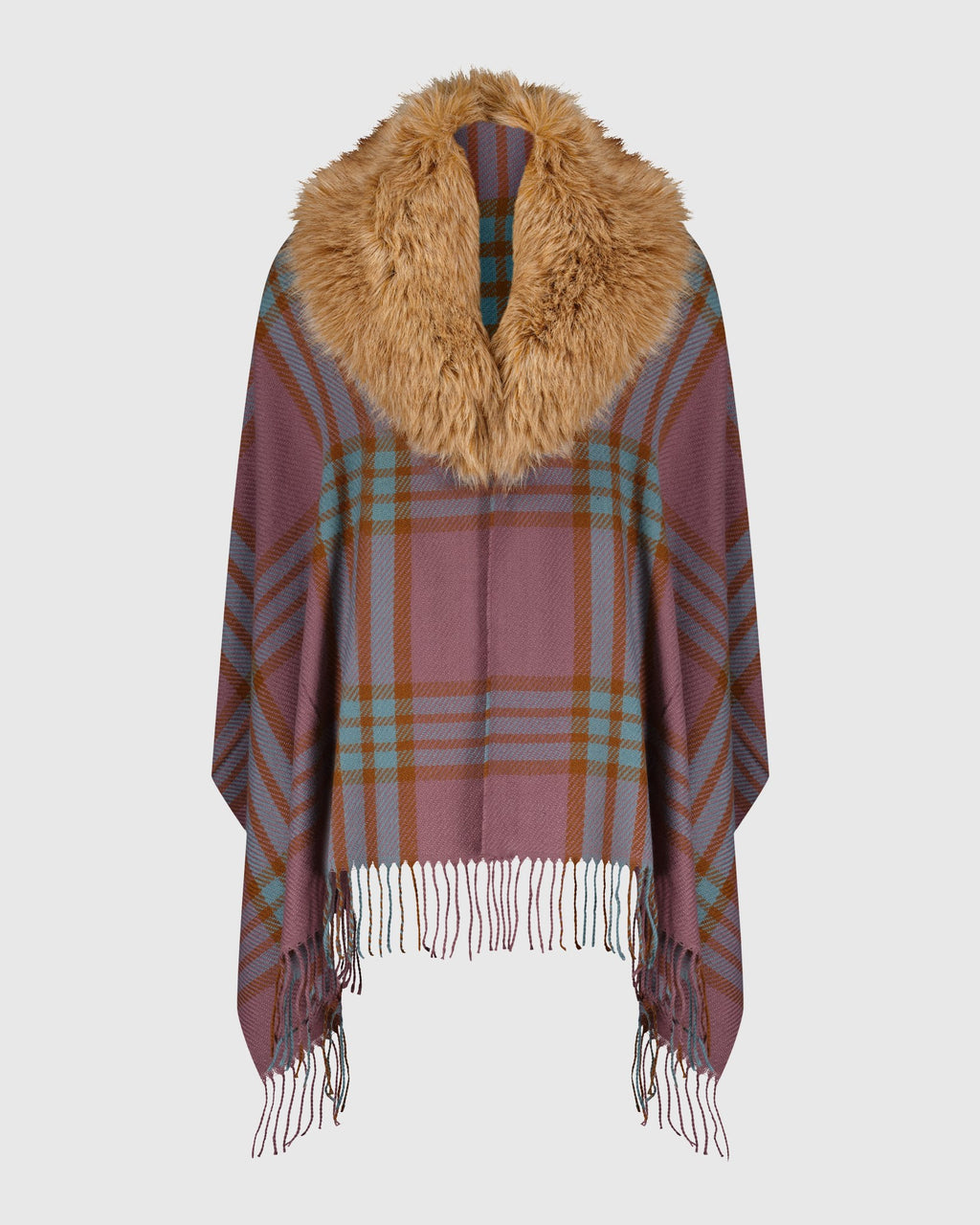 CAPE WITH FUR-FREE FOX (FAUX FUR) COLLAR