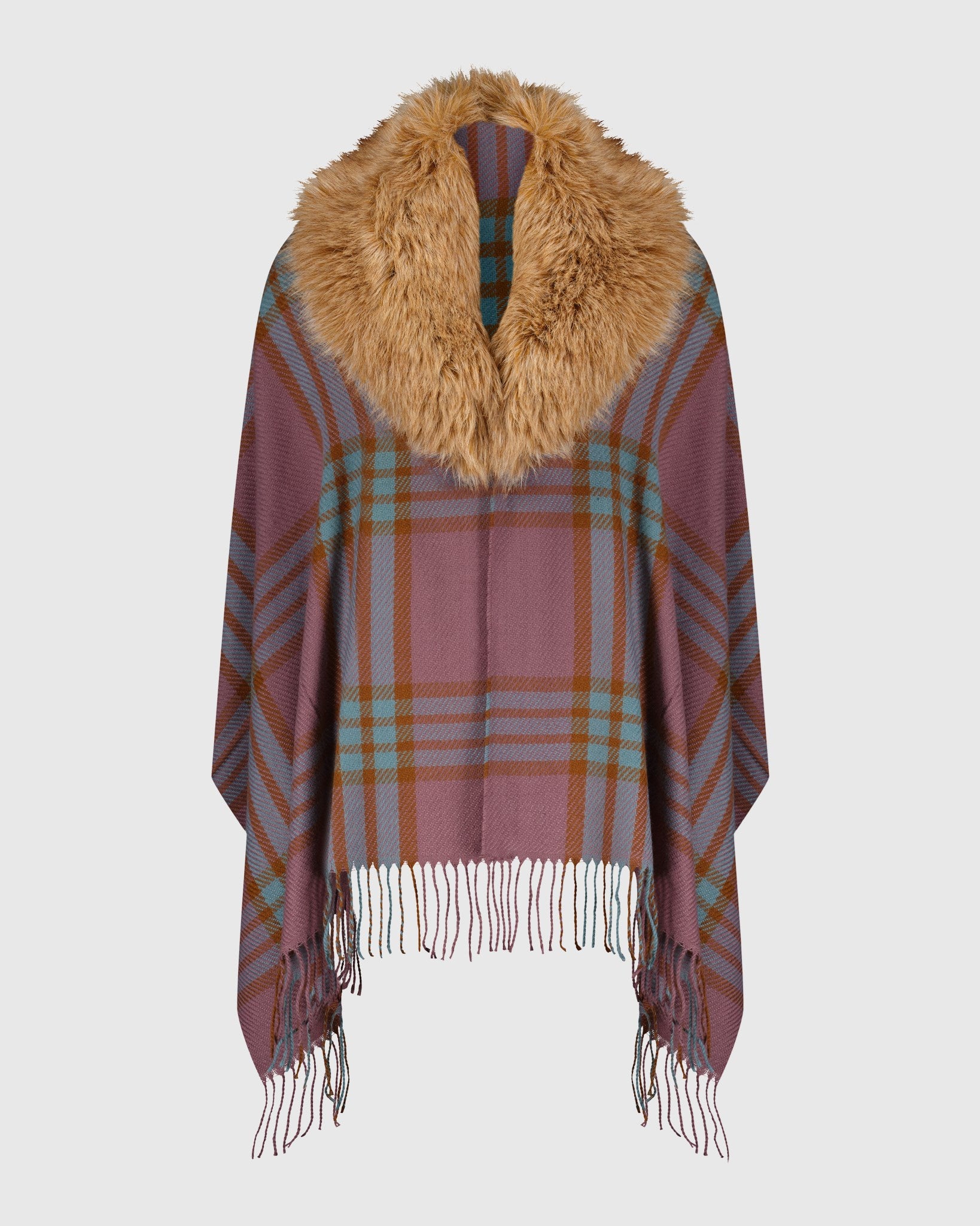 CAPE WITH FUR-FREE FOX (FAUX FUR) COLLAR