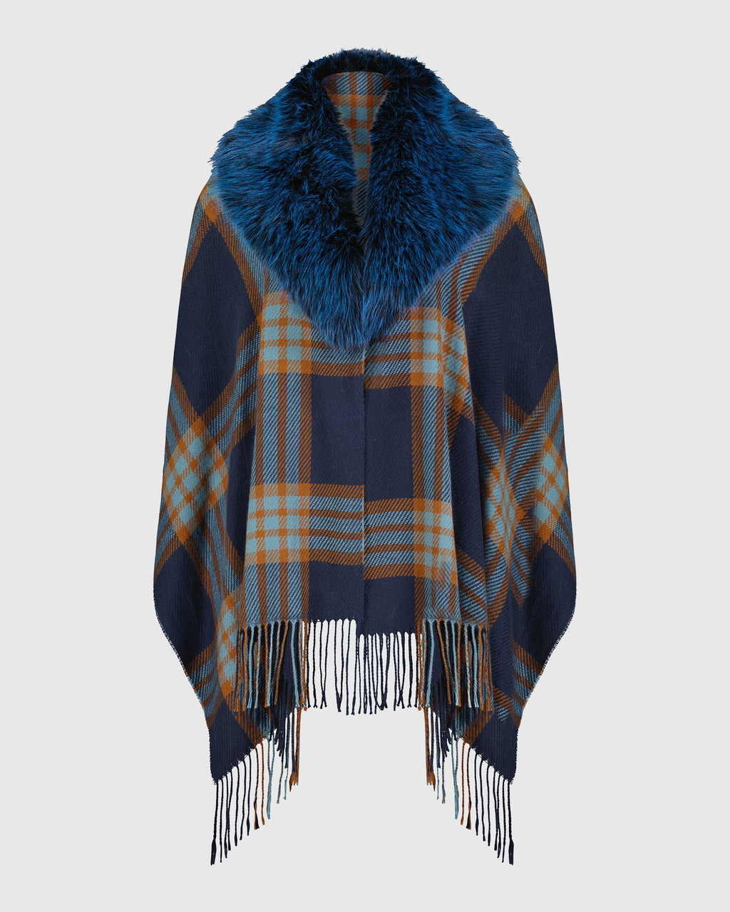 CAPE WITH FUR-FREE FOX (FAUX FUR) COLLAR