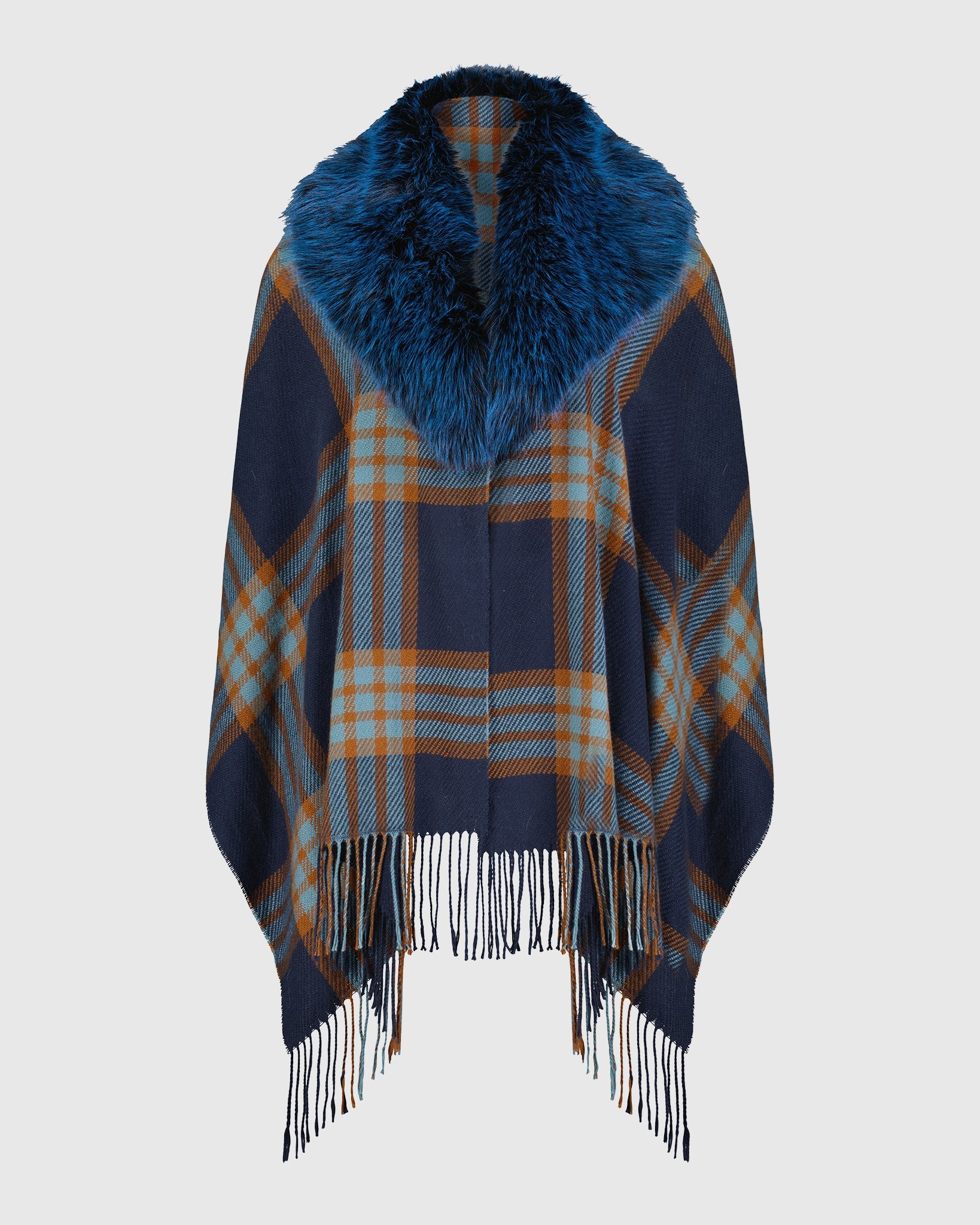 CAPE WITH FUR-FREE FOX (FAUX FUR) COLLAR