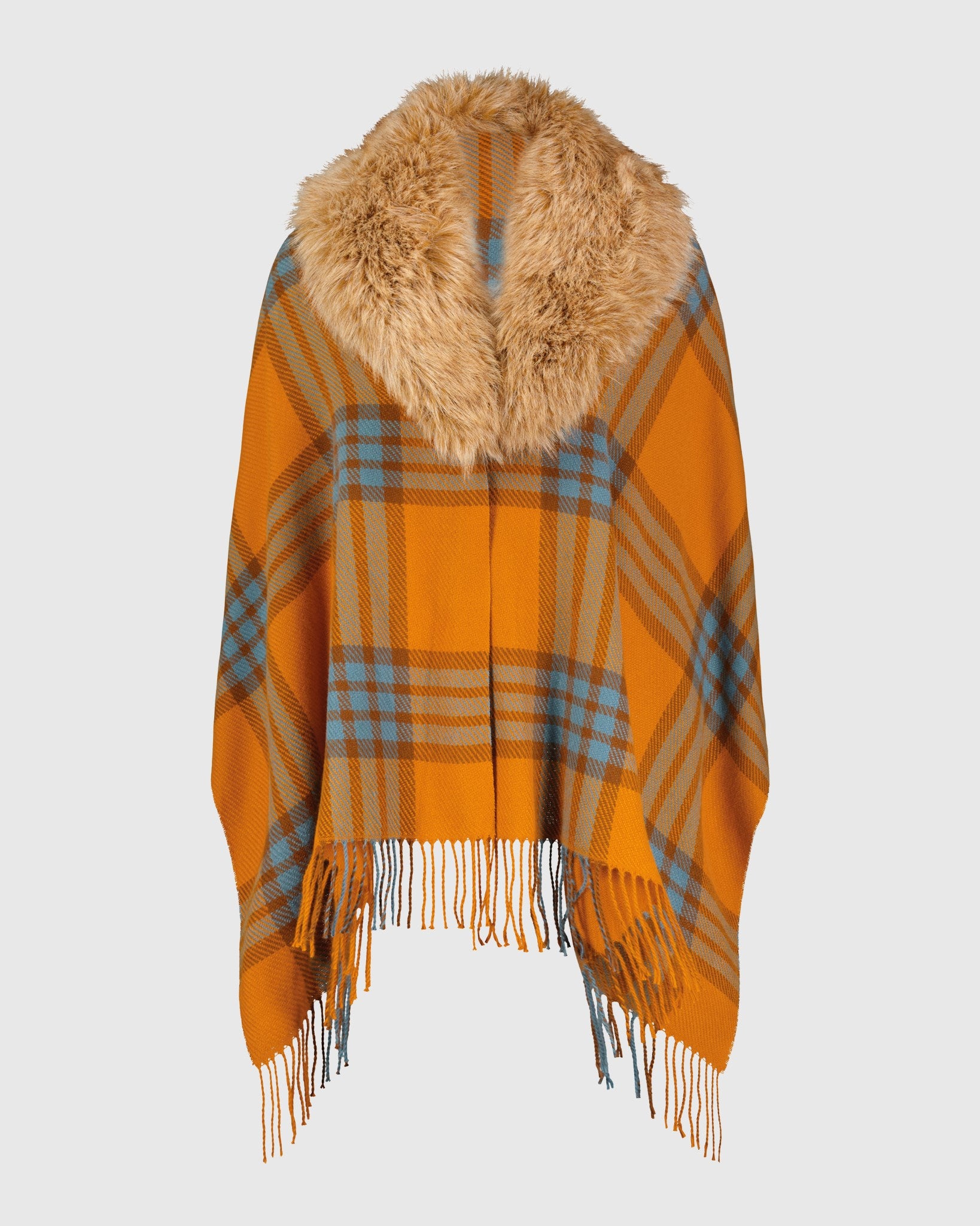 CAPE WITH FUR-FREE FOX (FAUX FUR) COLLAR