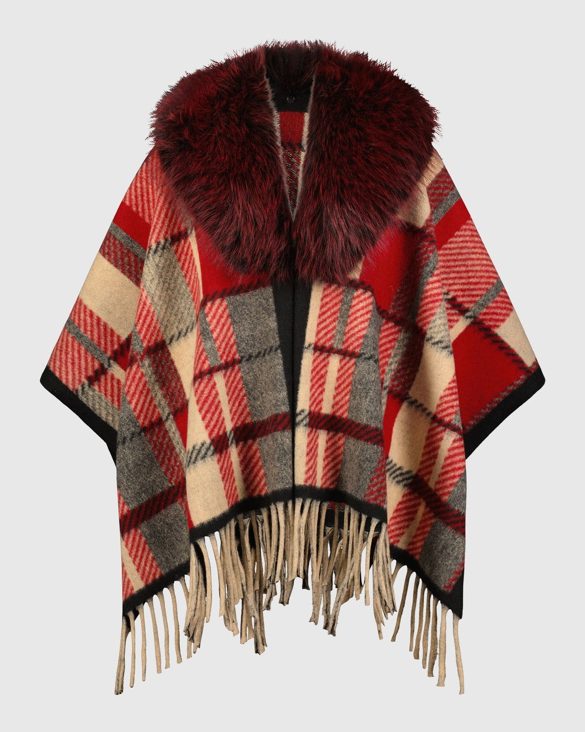 CAPE WITH FUR-FREE FOX (PL) COLLAR