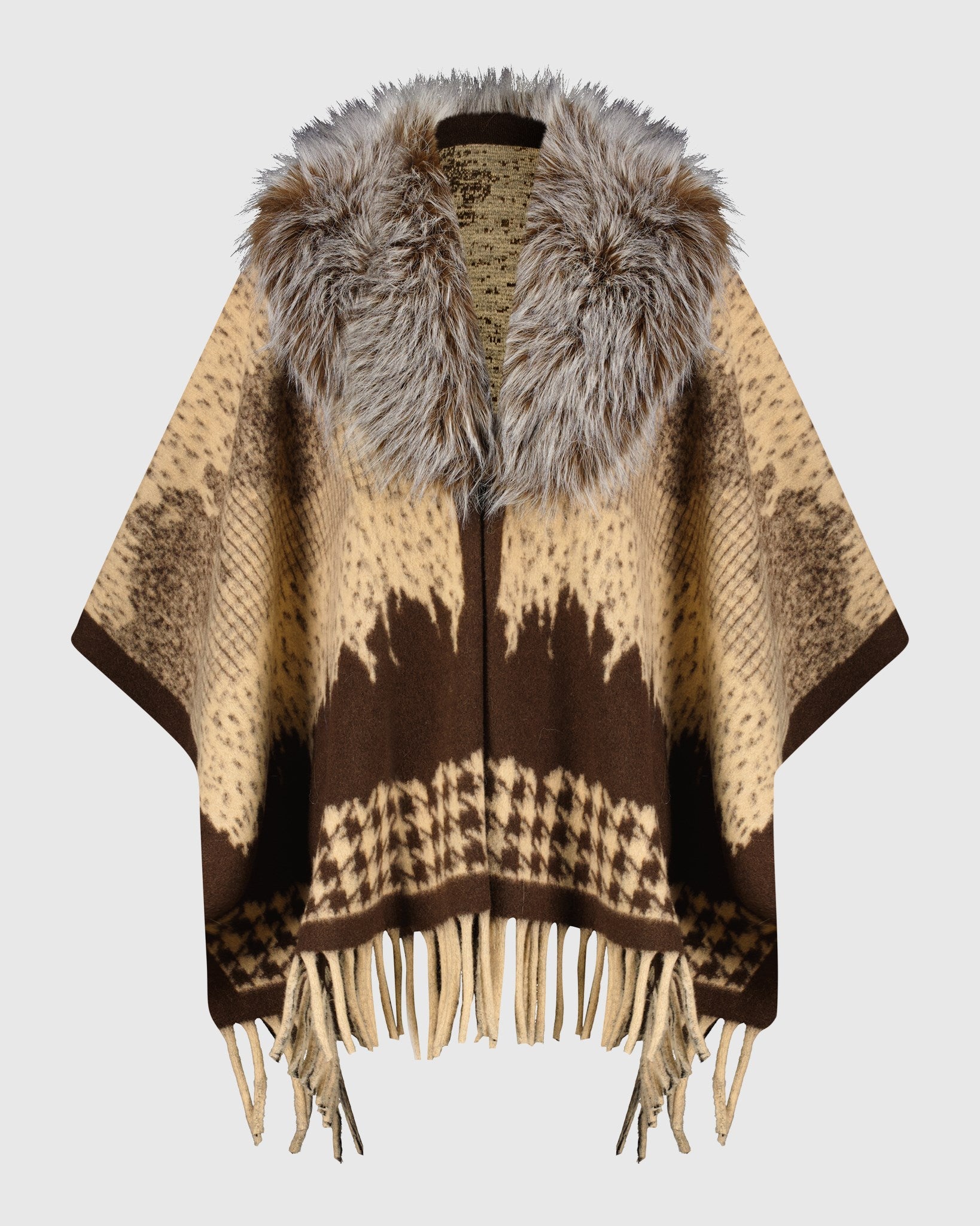 CAPE WITH FUR-FREE FOX (FAUX FUR) COLLAR
