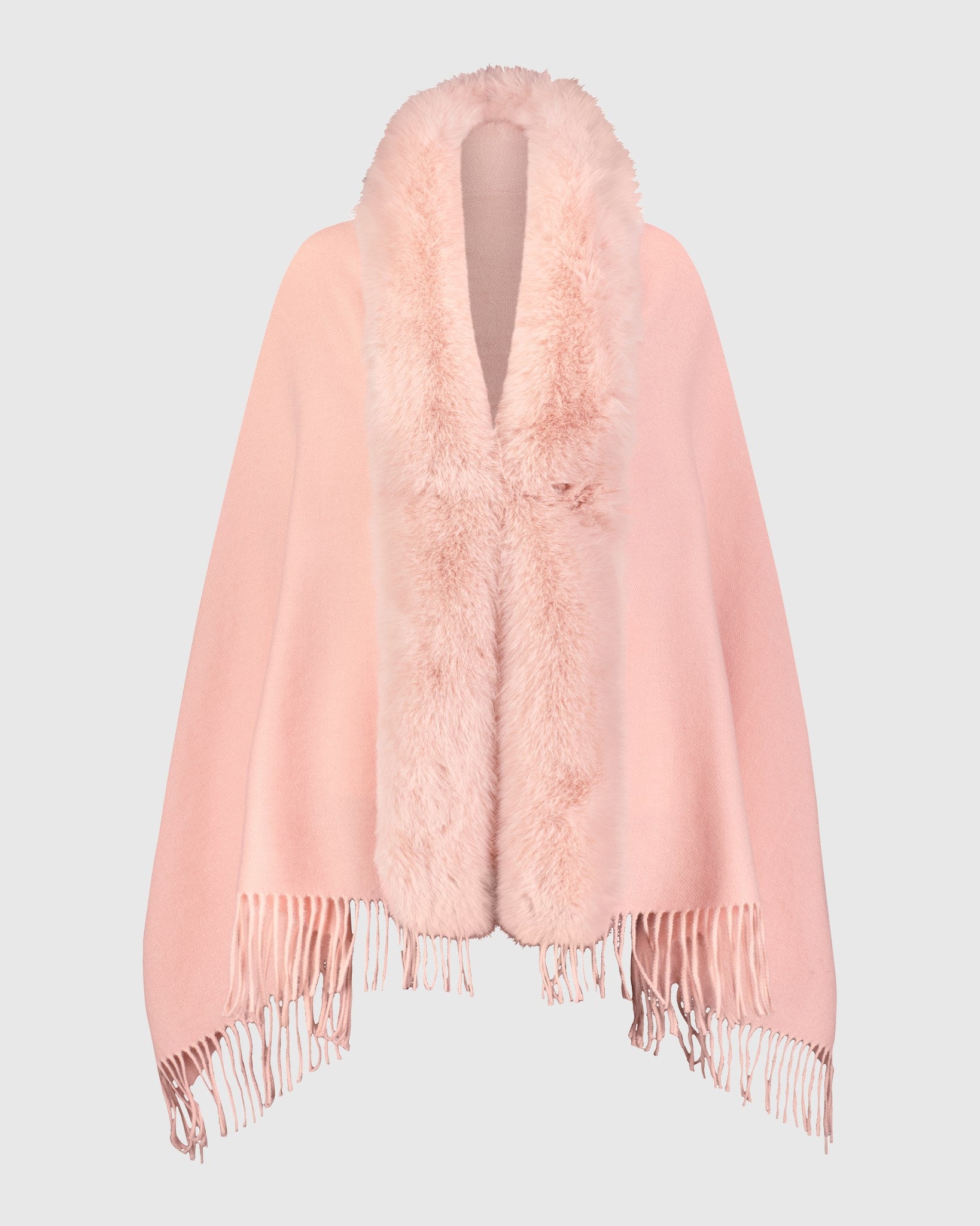 CAPE WITH FUR-FREE FOX (FAUX FUR) TRIM