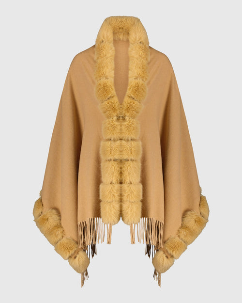 CAPE WITH FUR-FREE FOX (PL) TRIM