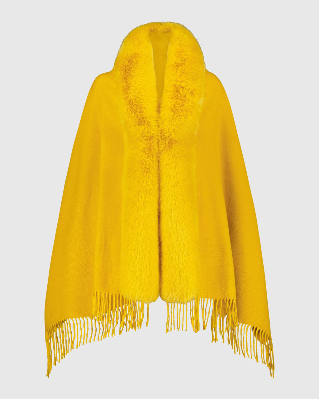 cape with fur free fox faux fur trim