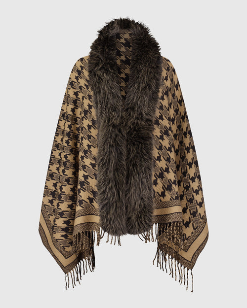 CAPE WITH FUR-FREE FOX (PL) TRIM