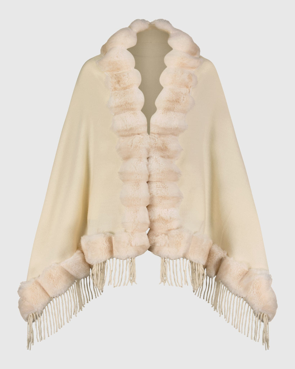 CAPE WITH FUR FREE CHINCHILA-LIKE TRIM