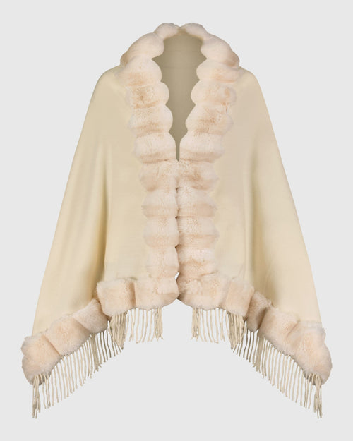 CAPE WITH FUR FREE CHINCHILA-LIKE TRIM